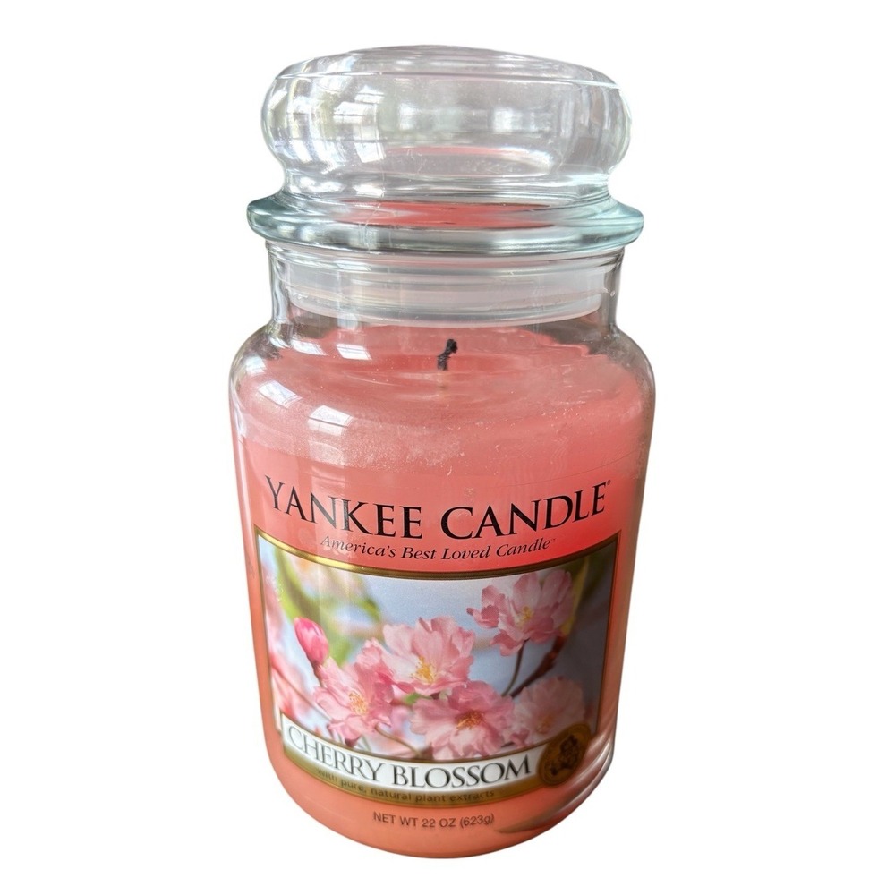 Yankee Candle CHERRY BLOSSOM Large 22 oz Jar Used Discontinued Scent